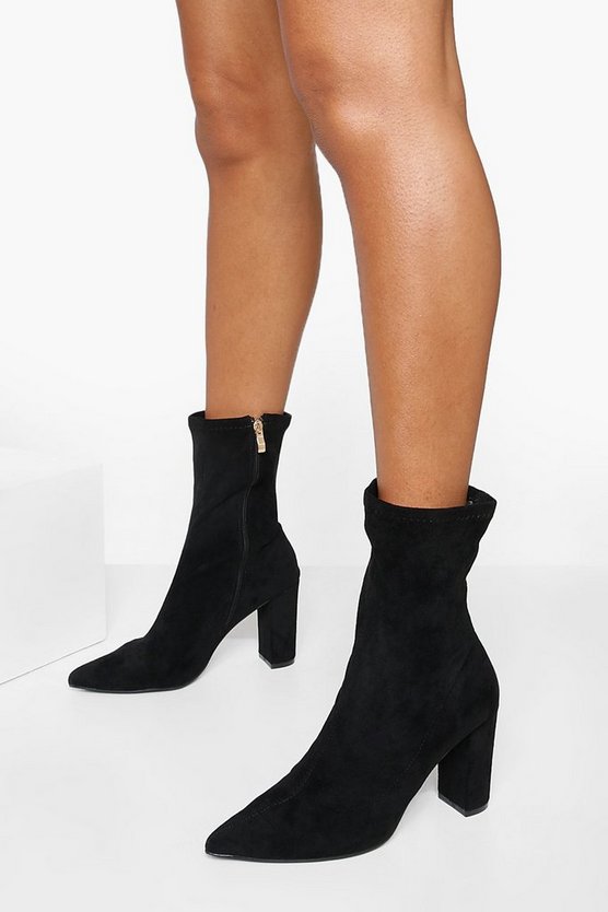 stretch block heel boots